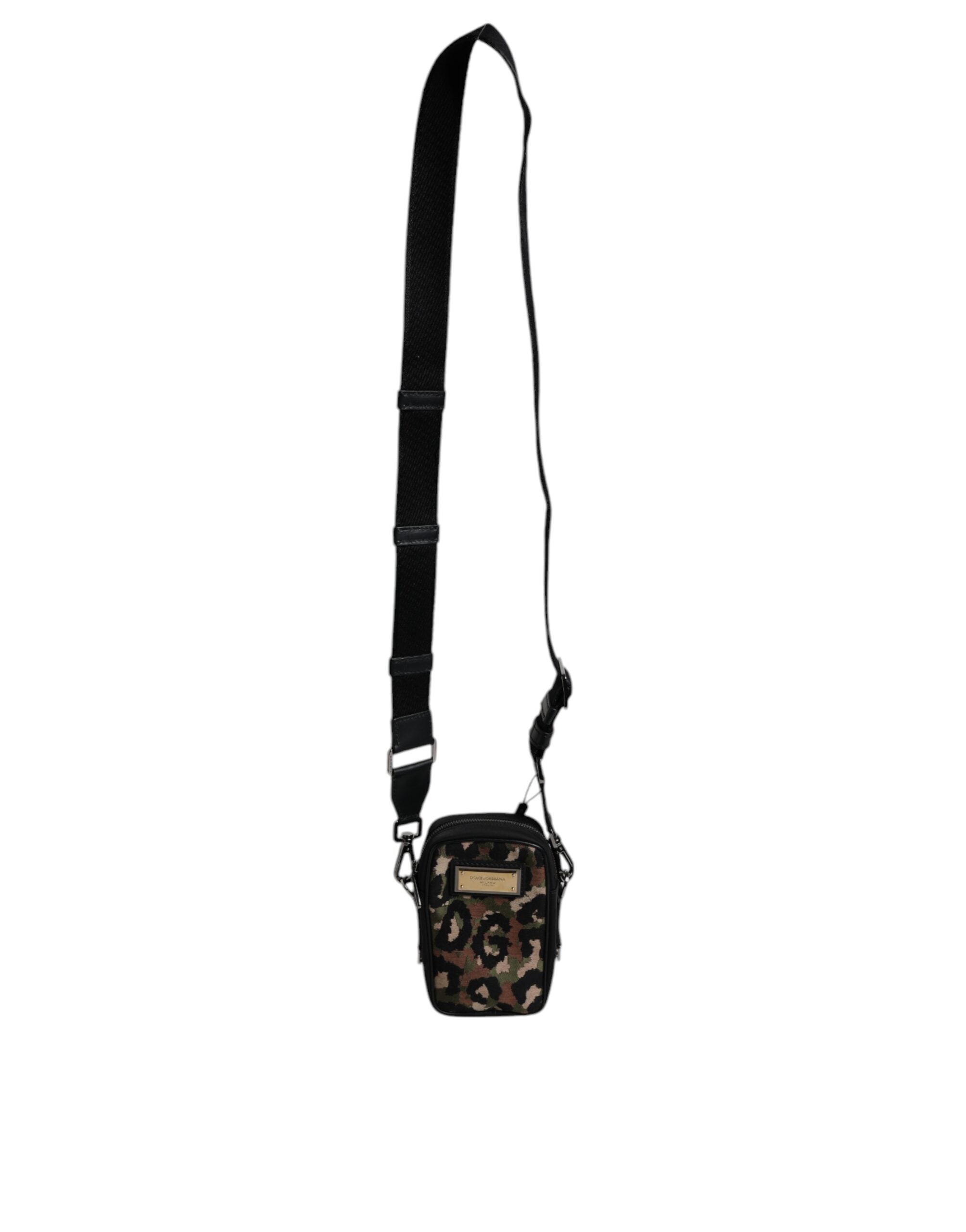 Dolce & Gabbana Multicolor Leopard Jacquard Logo Plaque Neck Strap Bag -   -  Dolce & Gabbana.