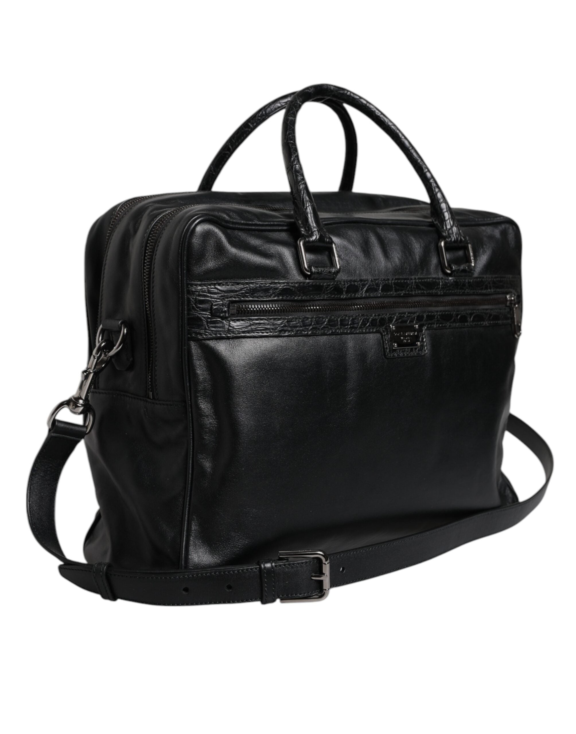 Dolce & Gabbana Black Leather Messenger Shoulder Strap Bag -   -  Dolce & Gabbana.