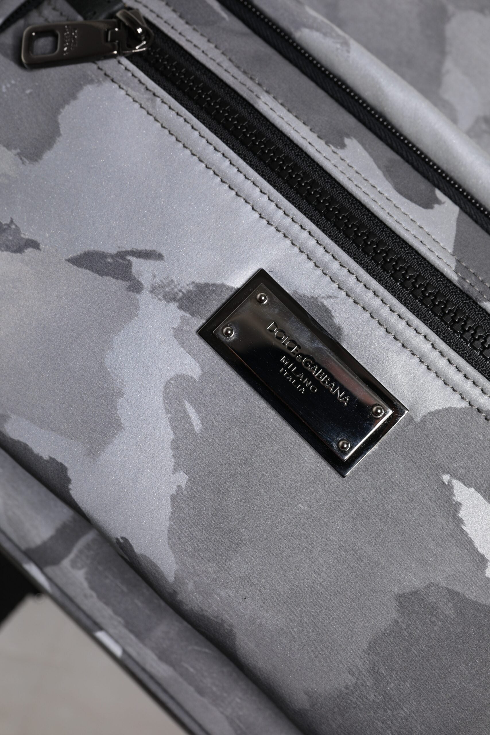Dolce & Gabbana Gray Cotton Camouflage Logo Plaque Backpack Bag -   -  Dolce & Gabbana.
