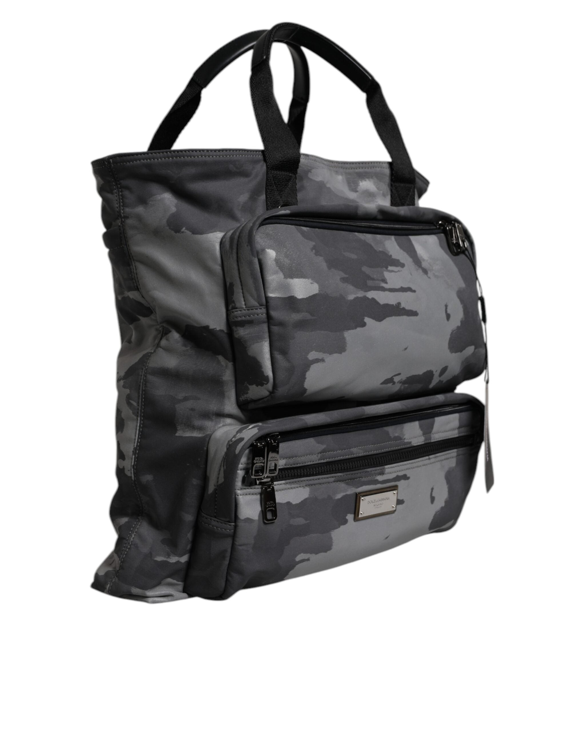 Dolce & Gabbana Black Camouflage Shoulder Strap Logo Plaque Bag -   -  Dolce & Gabbana.