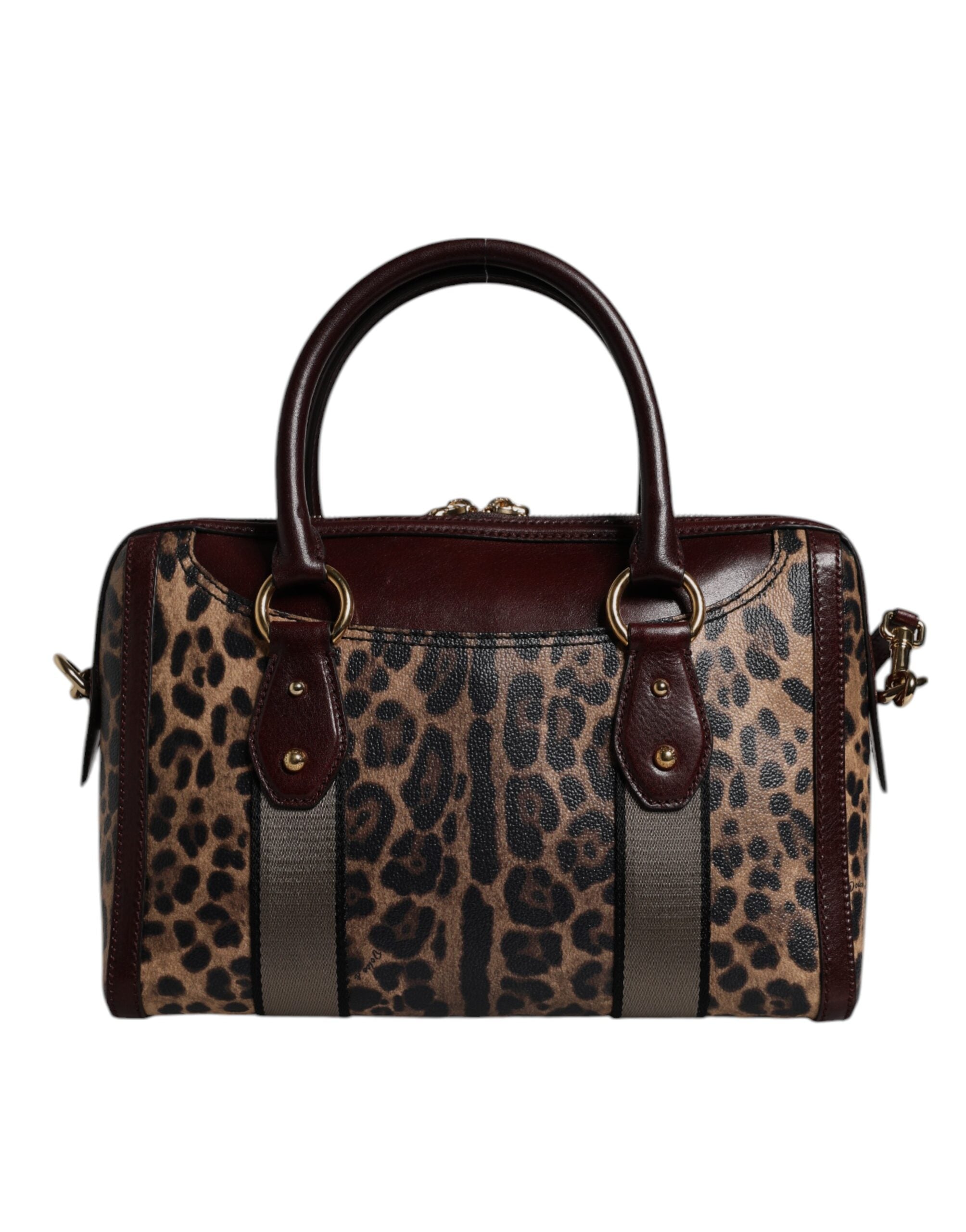 Dolce & Gabbana Brown Leopard Leather Shoulder Strap Duffle Bag -   -  Dolce & Gabbana.