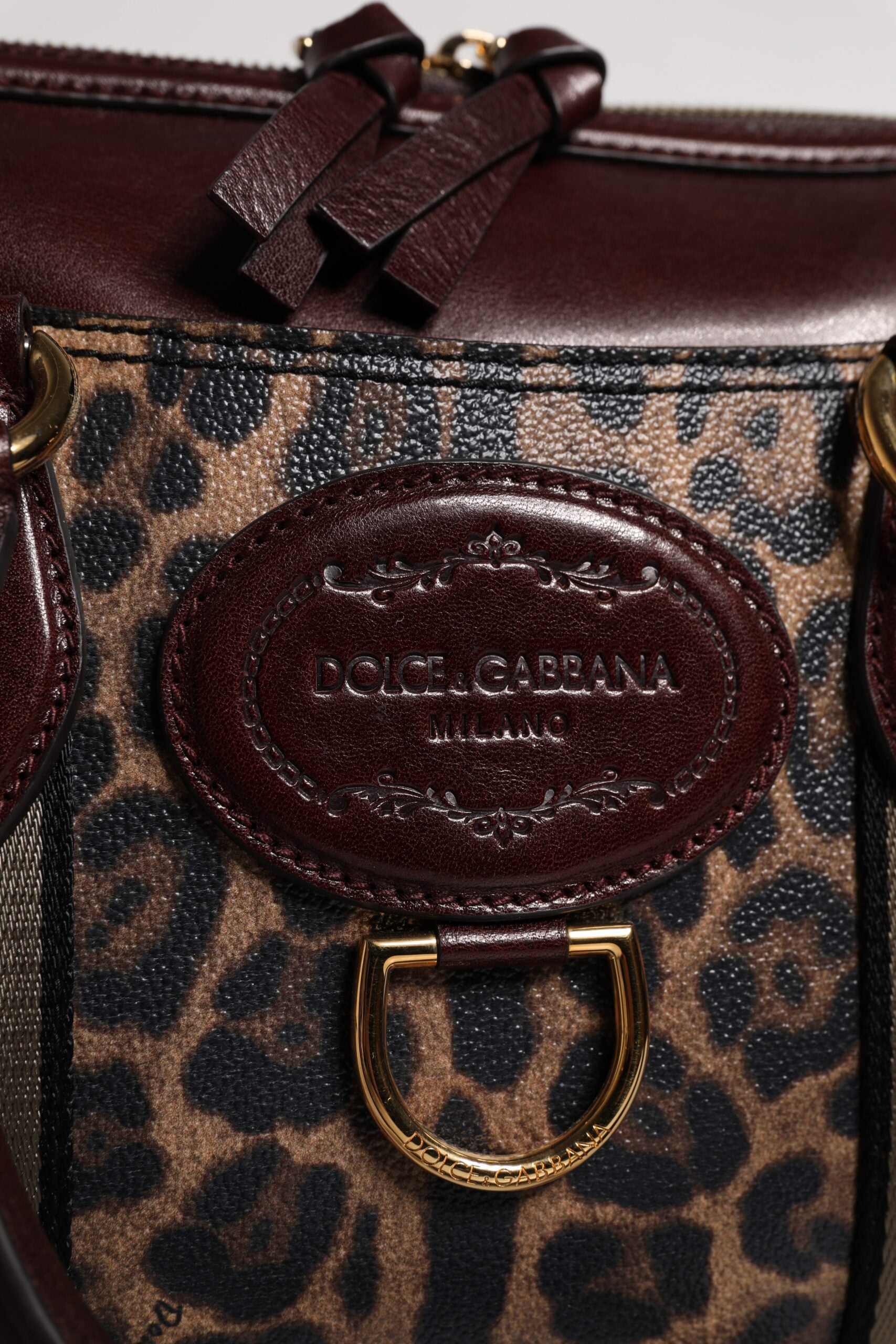 Dolce & Gabbana Brown Leopard Leather Shoulder Strap Duffle Bag -   -  Dolce & Gabbana.