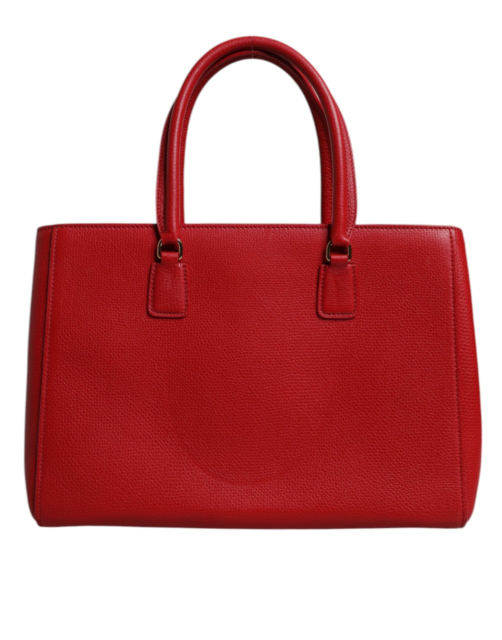 Dolce & Gabbana Red Calfskin Leather Logo Plaque Top Handle Bag -   -  Dolce & Gabbana.