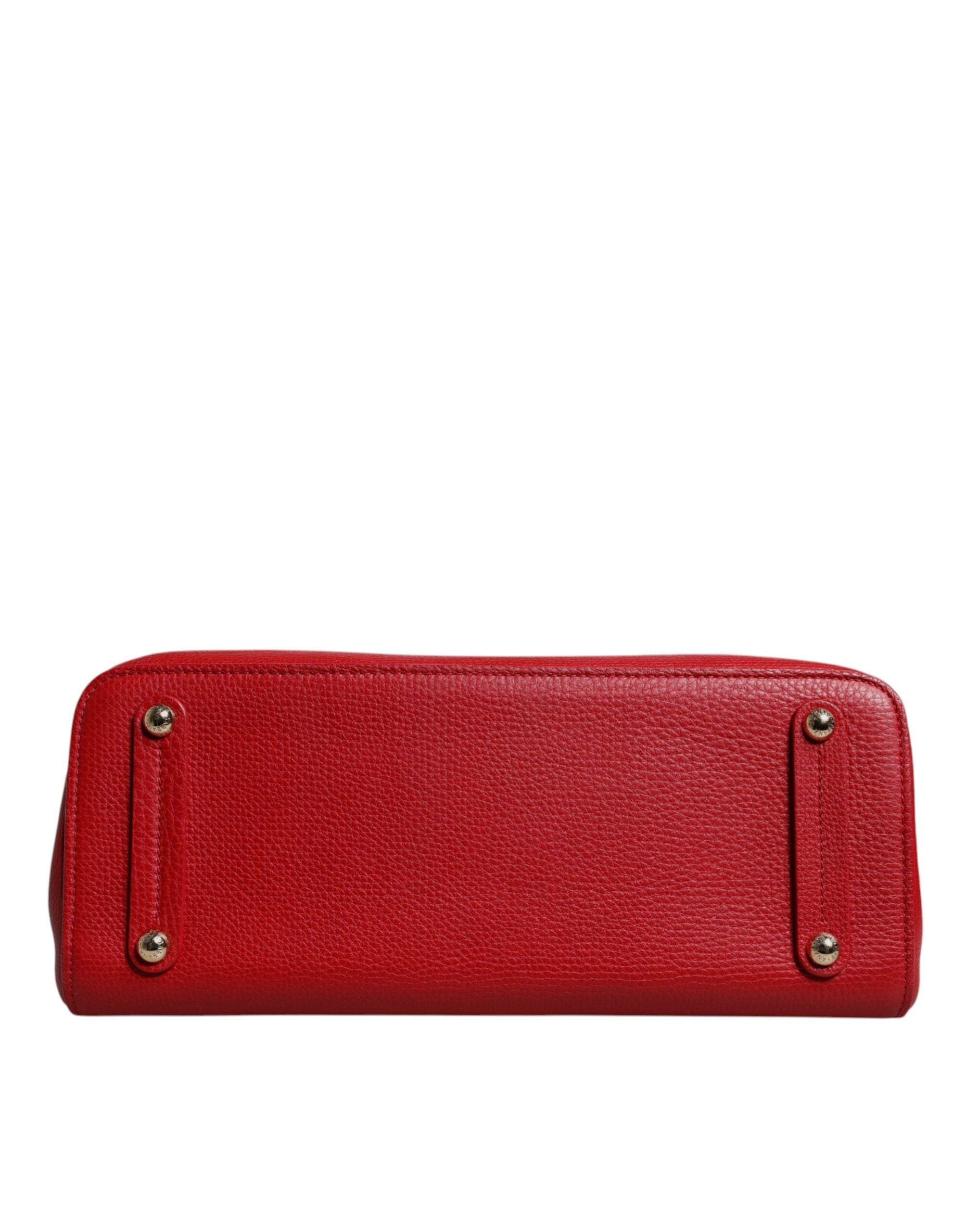 Dolce & Gabbana Red Calfskin Leather Logo Plaque Top Handle Bag -   -  Dolce & Gabbana.