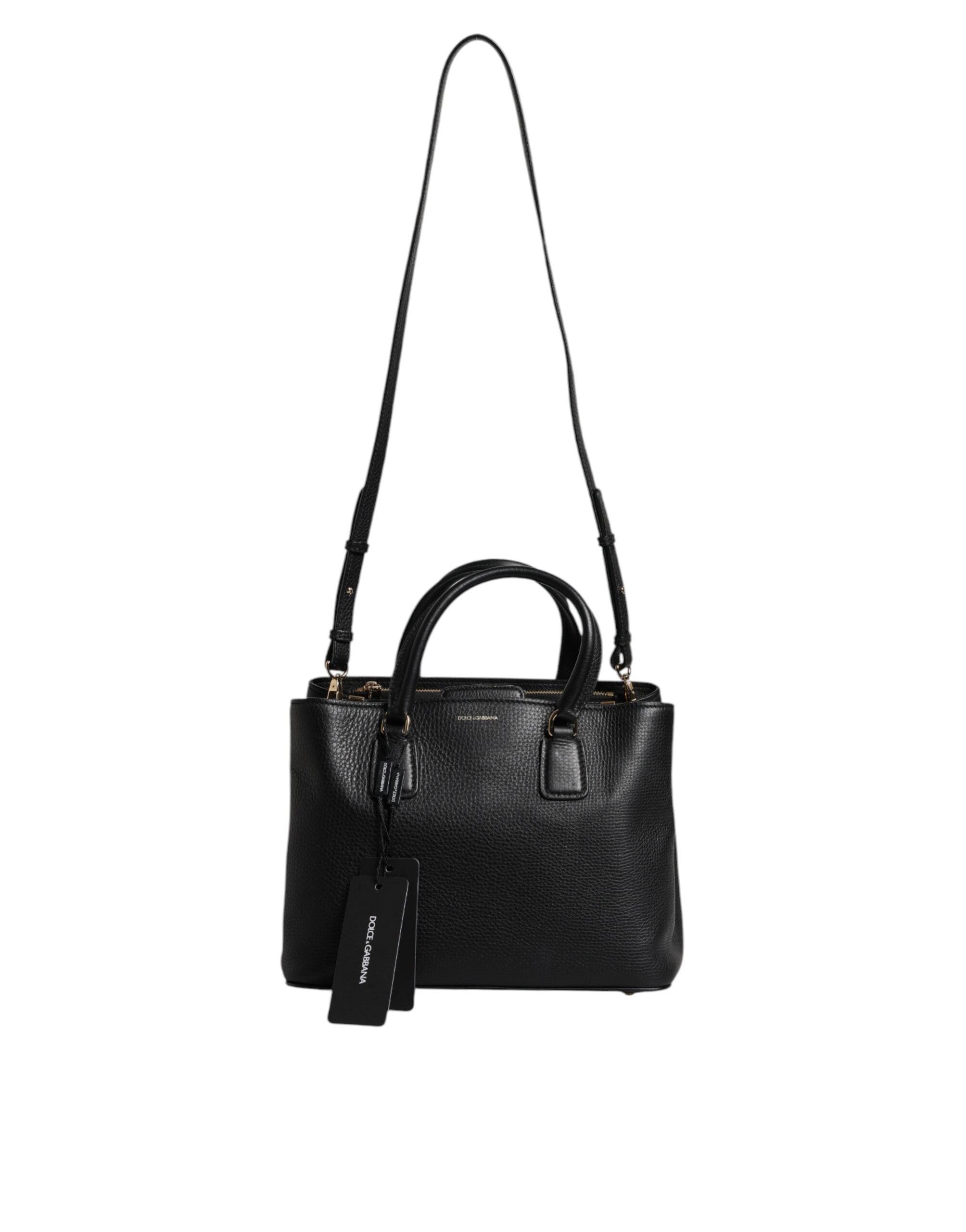 Dolce & Gabbana Black Calf Leather Logo Plaque Shoulder Handbag Bag -   -  Dolce & Gabbana.