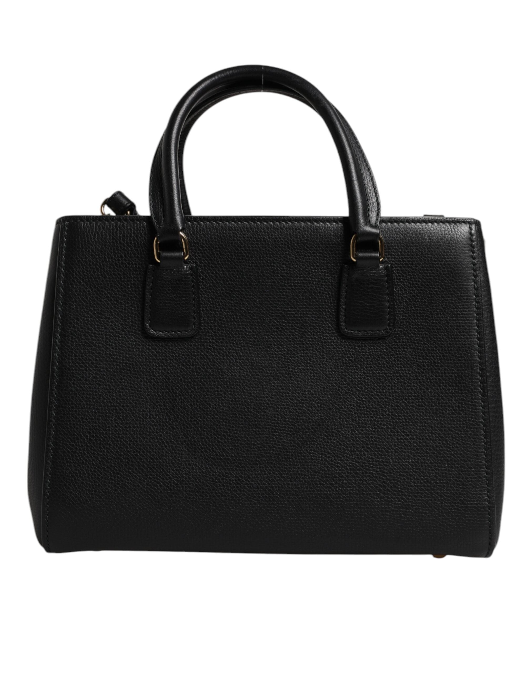 Dolce & Gabbana Black Calf Leather Logo Plaque Shoulder Handbag Bag -   -  Dolce & Gabbana.