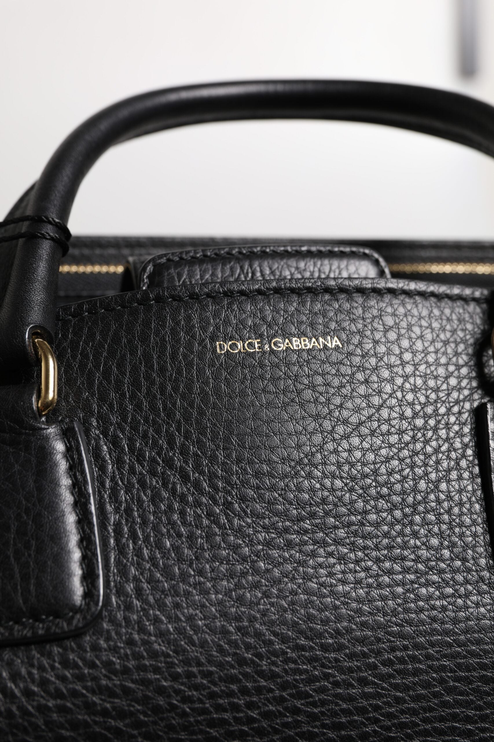 Dolce & Gabbana Black Calf Leather Logo Plaque Shoulder Handbag Bag -   -  Dolce & Gabbana.
