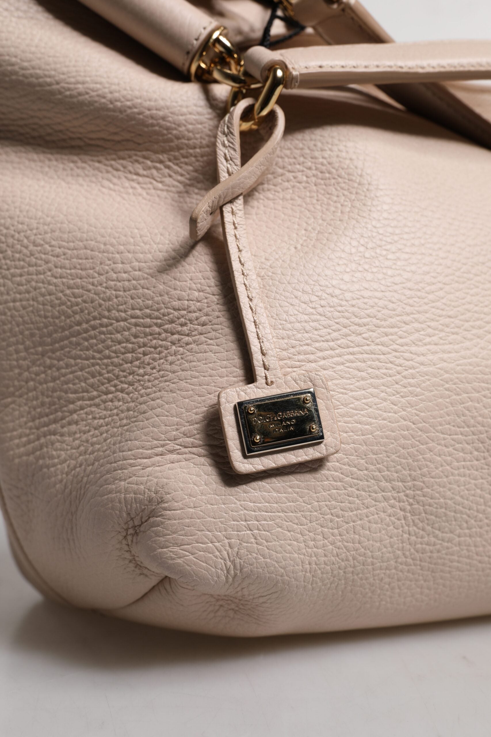 Dolce & Gabbana Light Pink Deer Leather Logo Plaque Tote Top Handle Bag -   -  Dolce & Gabbana.