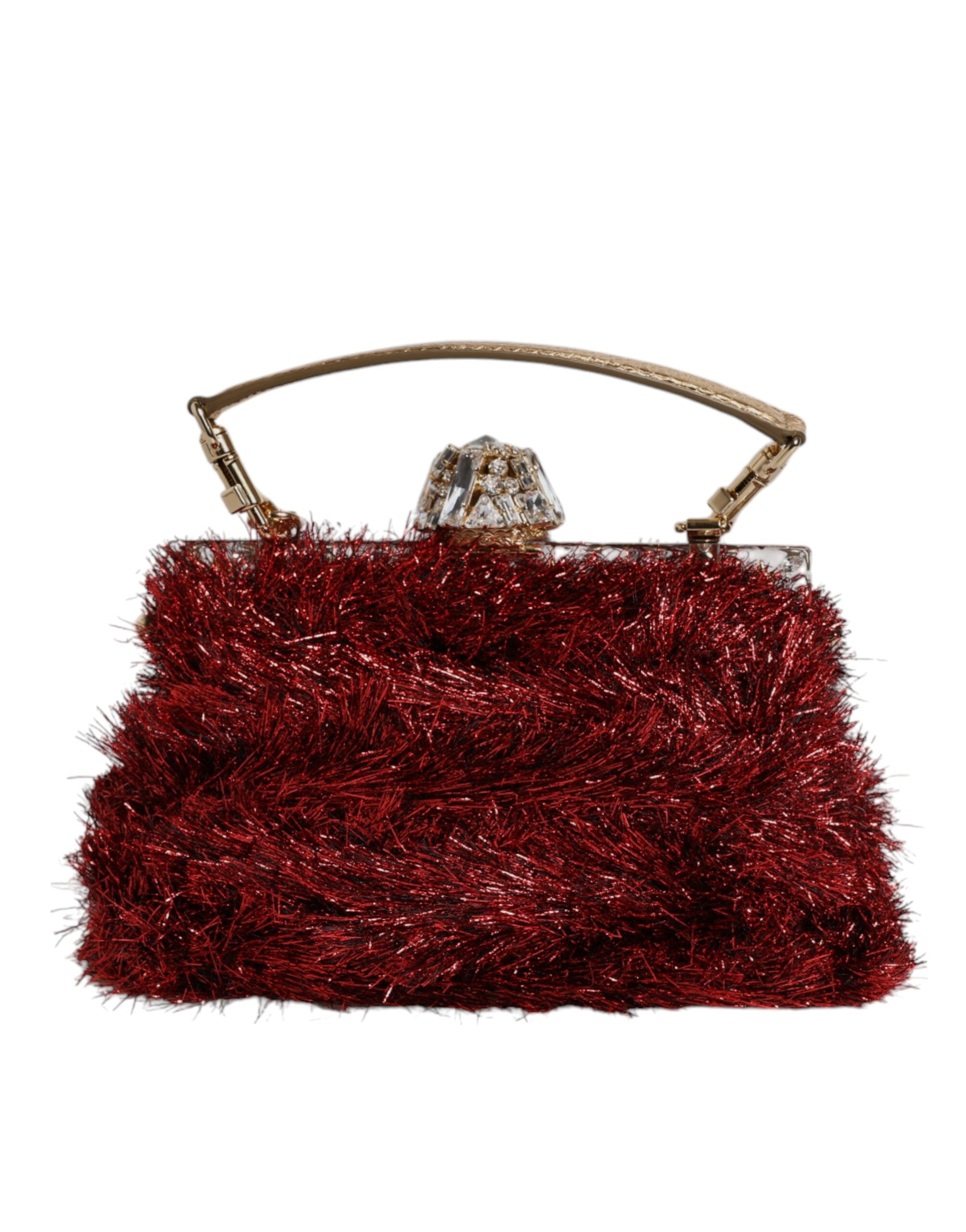 Dolce & Gabbana Red Gold Chain VANDA Tinsel Crystals Evening Clutch Bag -   -  Dolce & Gabbana.