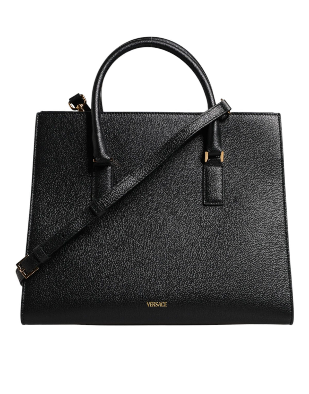 Versace Black Large Leather Top Handle Shoulder Crossbody Bag -   -  Versace.