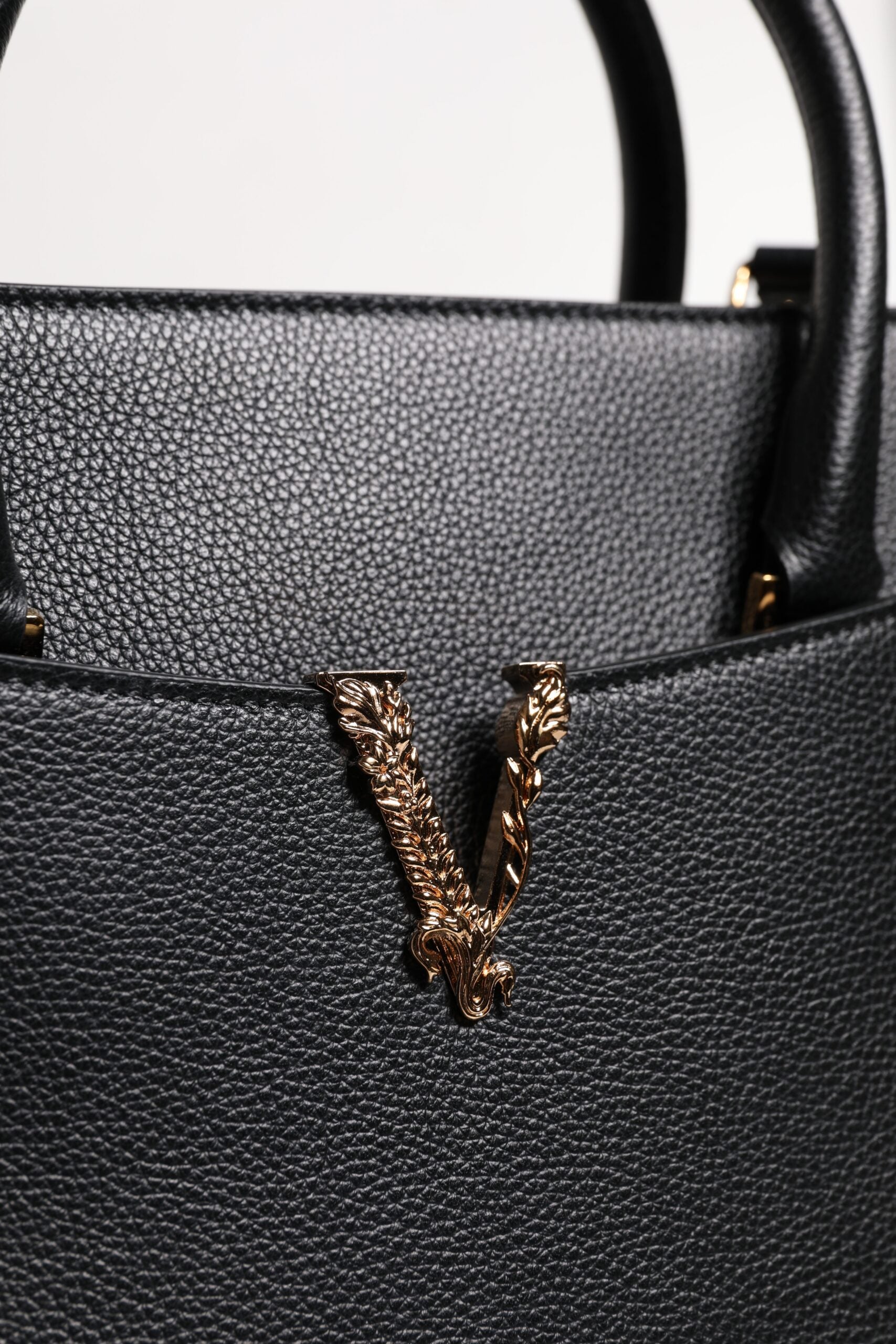 Versace Black Large Leather Top Handle Shoulder Crossbody Bag -   -  Versace.