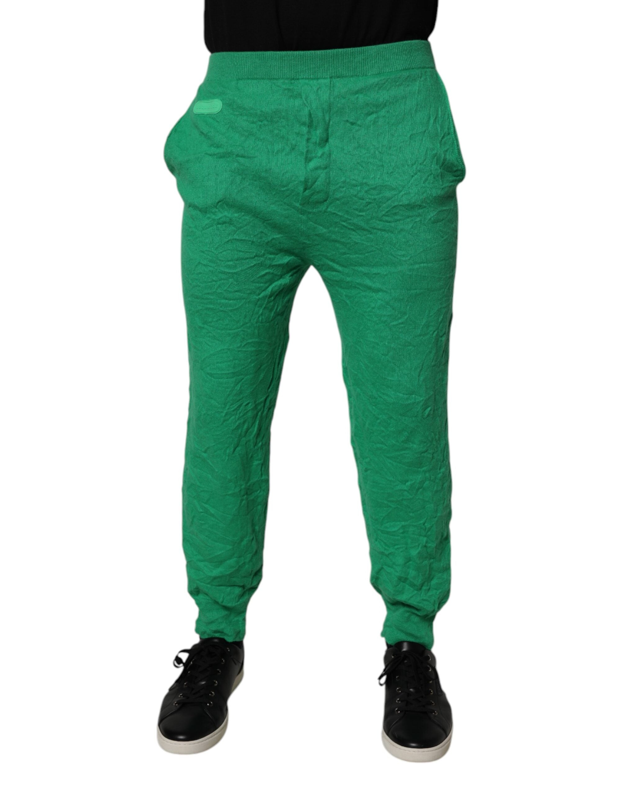 Dsquared² Green Cotton Elastic Waist Men Casual Pants -   -  Dsquared².