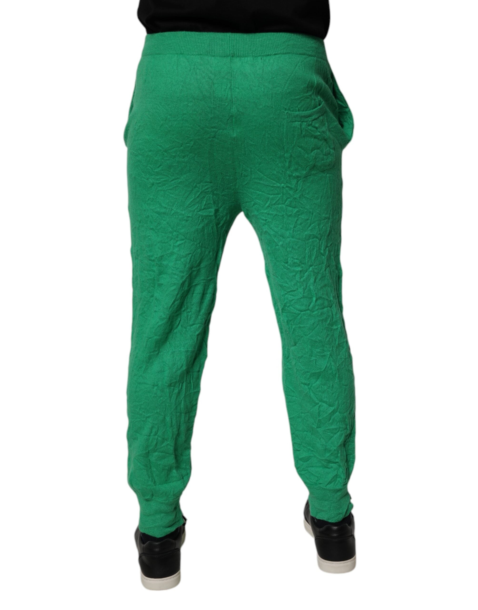 Dsquared² Green Cotton Elastic Waist Men Casual Pants -   -  Dsquared².
