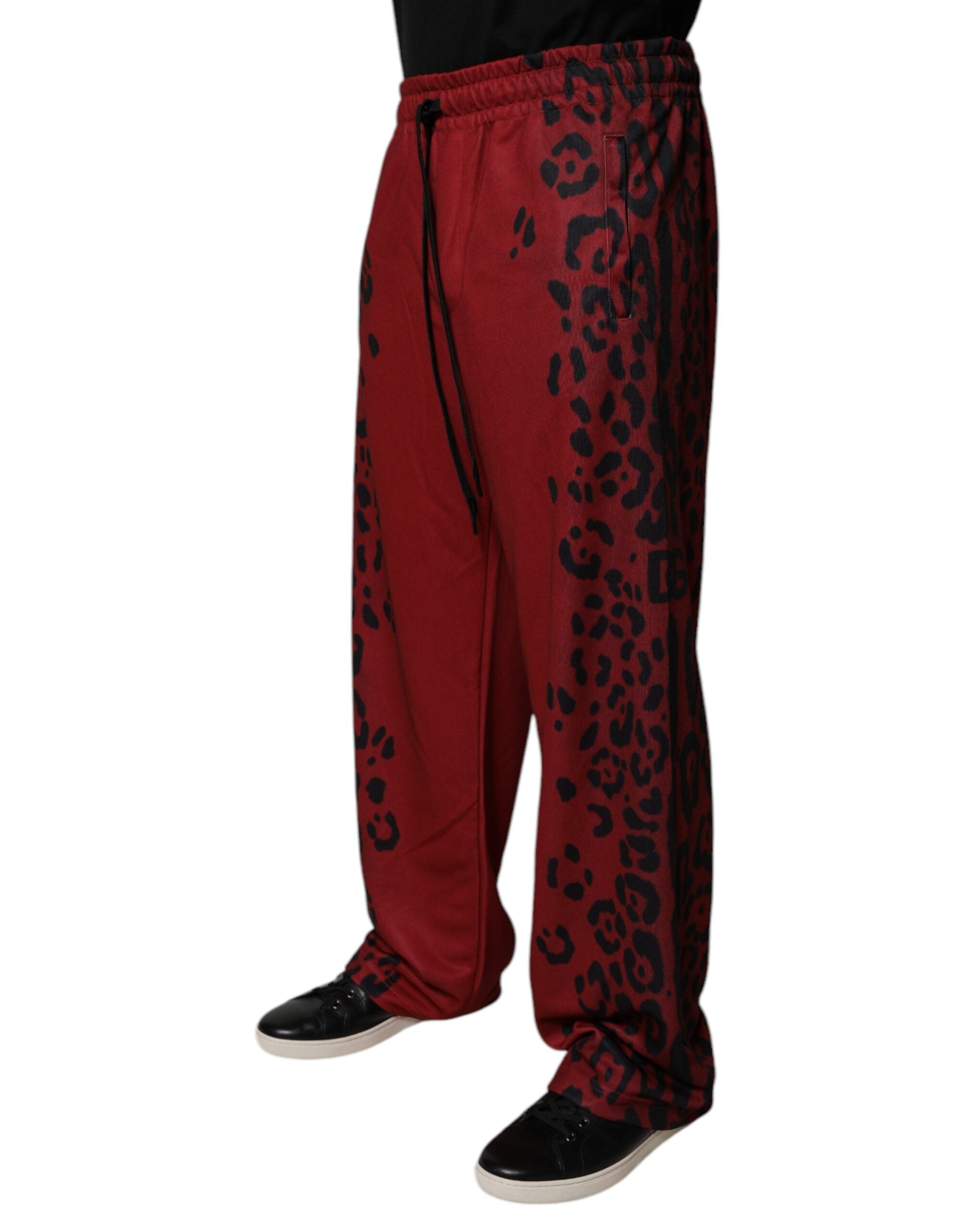 Dolce & Gabbana Red Leopard Print Polyester Men Jogger Pants -   -  Dolce & Gabbana.