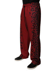 Dolce & Gabbana Red Leopard Print Polyester Men Jogger Pants -   -  Dolce & Gabbana.