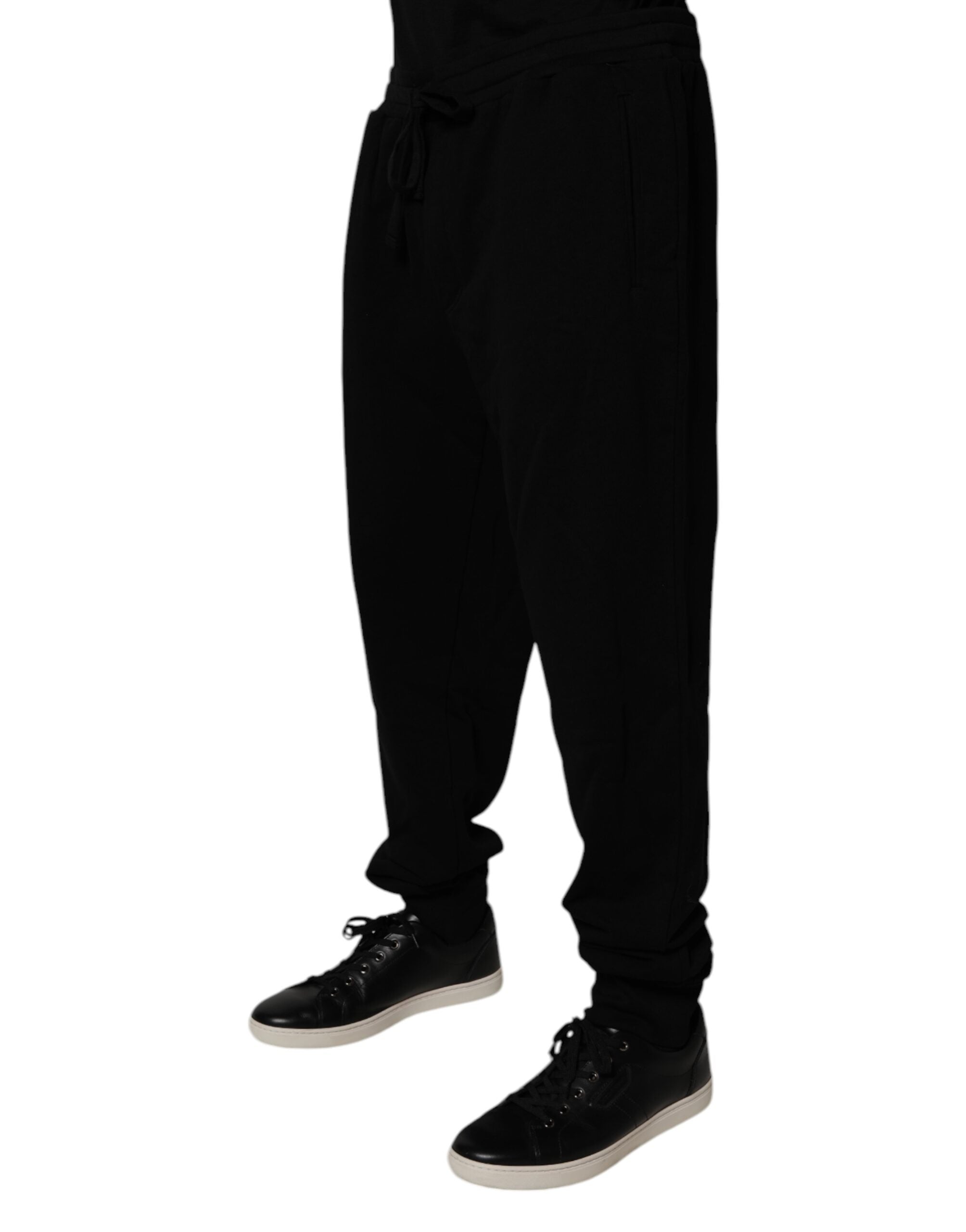 Dolce & Gabbana Black Cotton Crown Logo Jogger Pants -   -  Dolce & Gabbana.