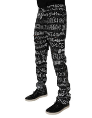 Dolce & Gabbana Black Cotton Logo Print Straight Denim Jeans -   -  Dolce & Gabbana.