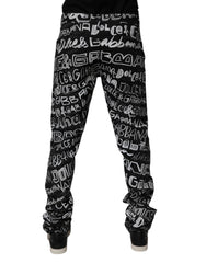 Dolce & Gabbana Black Cotton Logo Print Straight Denim Jeans -   -  Dolce & Gabbana.
