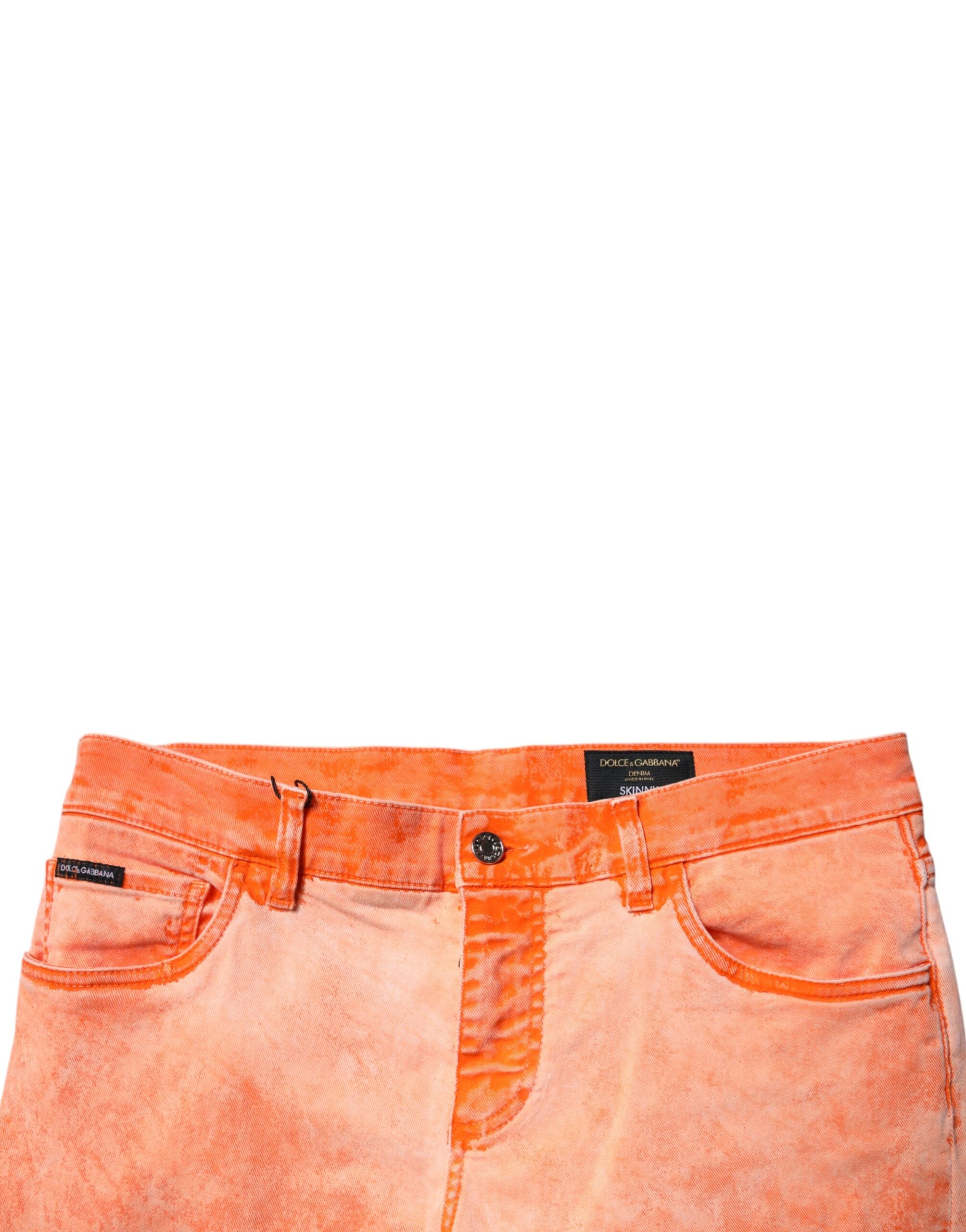 Dolce & Gabbana Orange Tie Dye Cotton Skinny Men Denim Jeans -   -  Dolce & Gabbana.