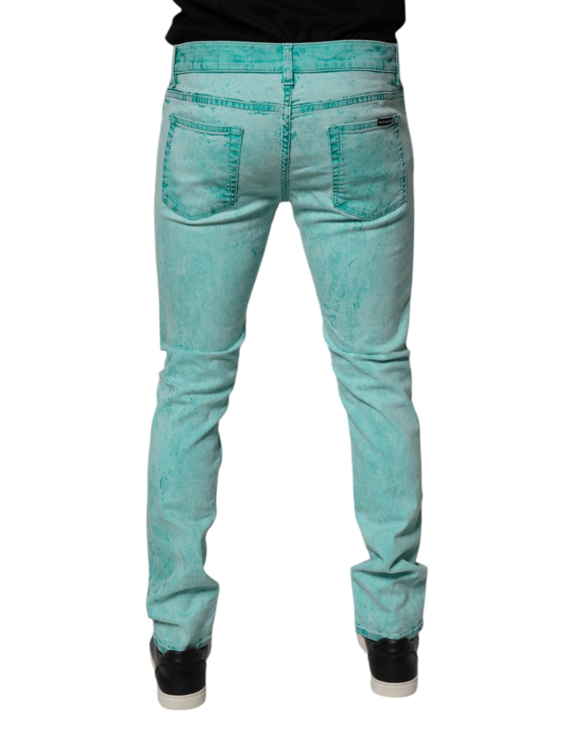 Dolce & Gabbana Green Tie Dye Cotton Skinny Men Denim Jeans -   -  Dolce & Gabbana.