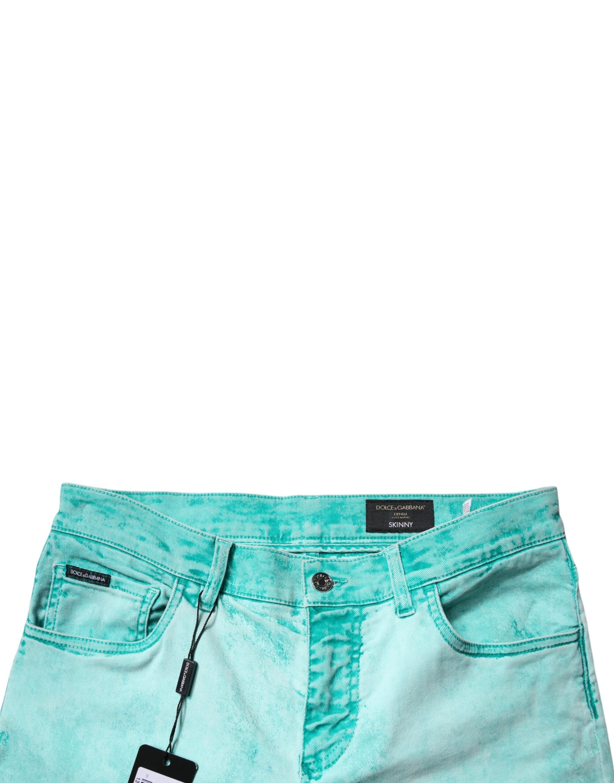 Dolce & Gabbana Green Tie Dye Cotton Skinny Men Denim Jeans -   -  Dolce & Gabbana.