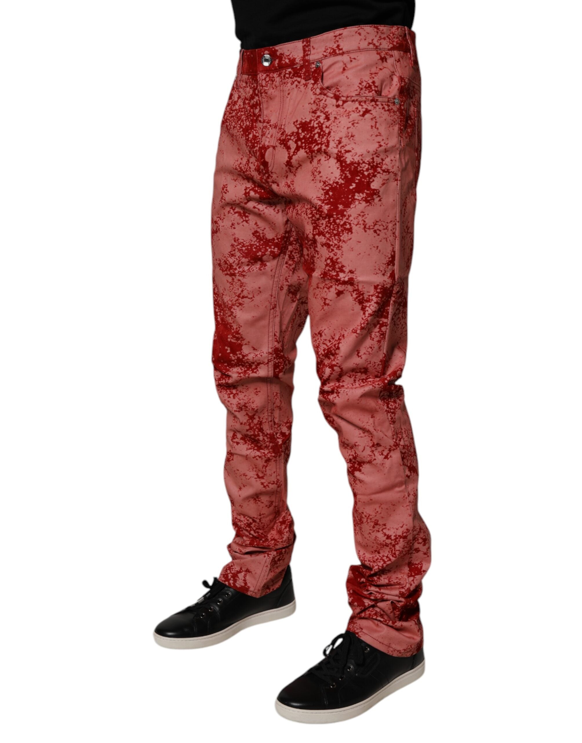 Dolce & Gabbana Red Tie Dye Cotton Skinny Men Denim Jeans -   -  Dolce & Gabbana.