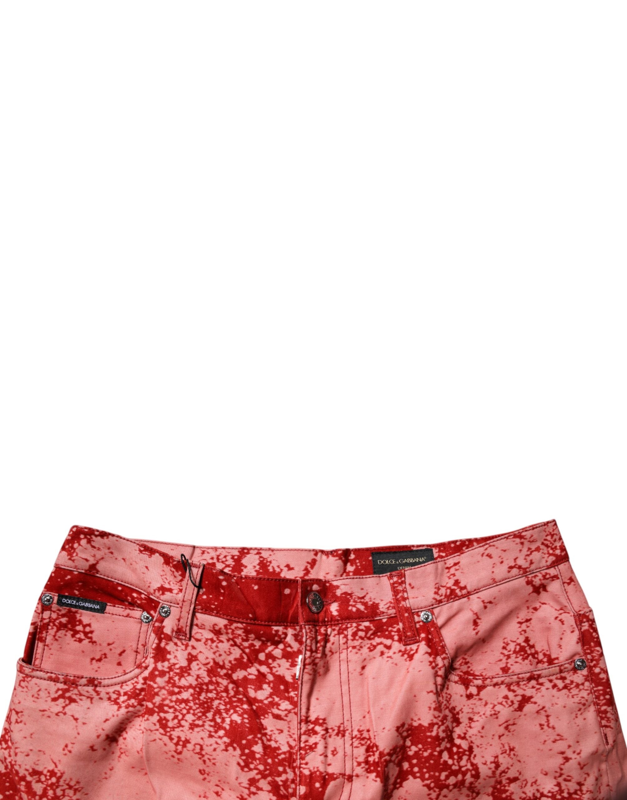 Dolce & Gabbana Red Tie Dye Cotton Skinny Men Denim Jeans -   -  Dolce & Gabbana.