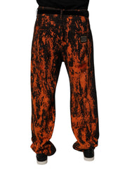 Dolce & Gabbana Black Red Tie Dye Cotton Straight Denim Jeans -   -  Dolce & Gabbana.