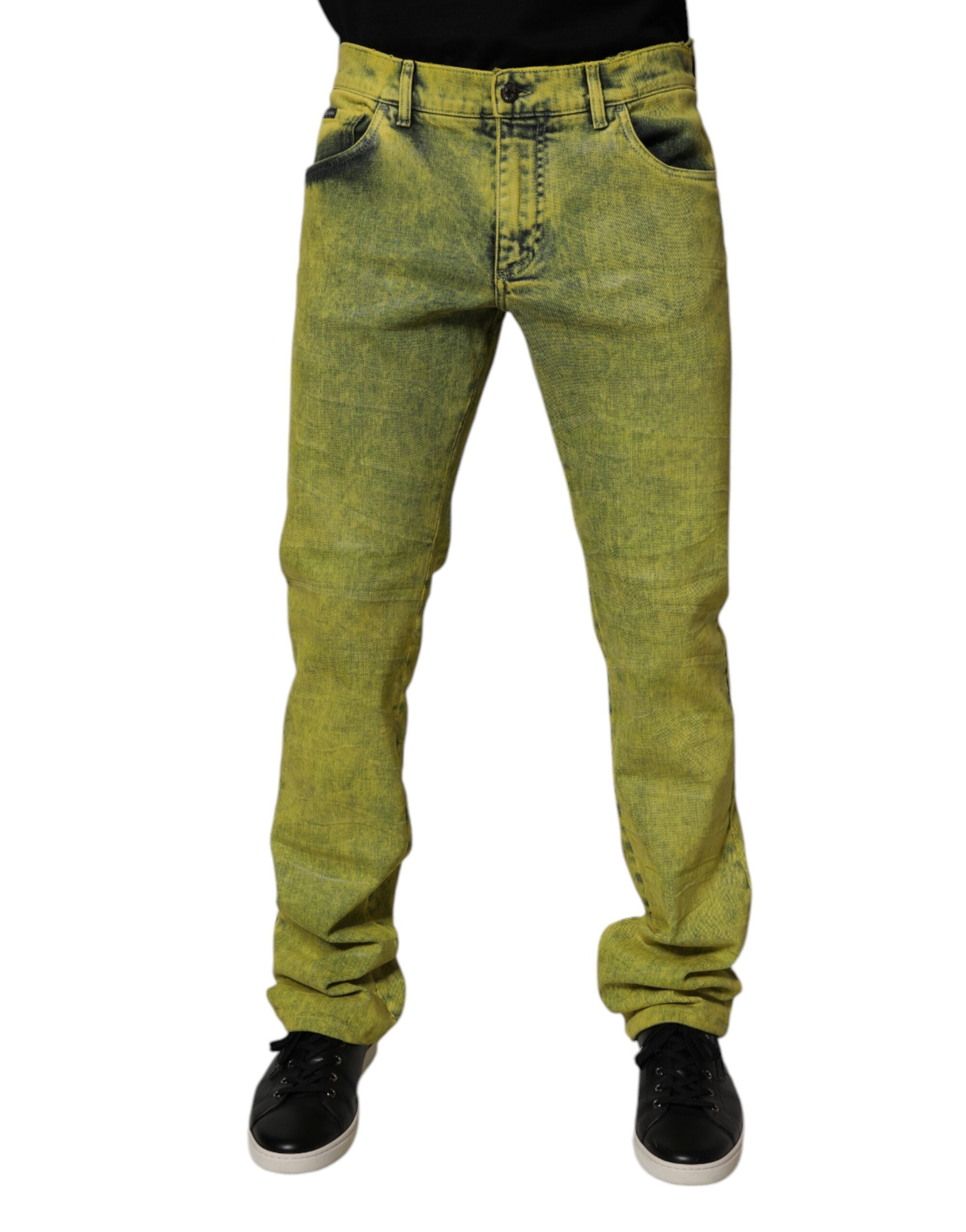 Dolce & Gabbana Yellow Cotton Stretch Skinny Men Denim Jeans -   -  Dolce & Gabbana.