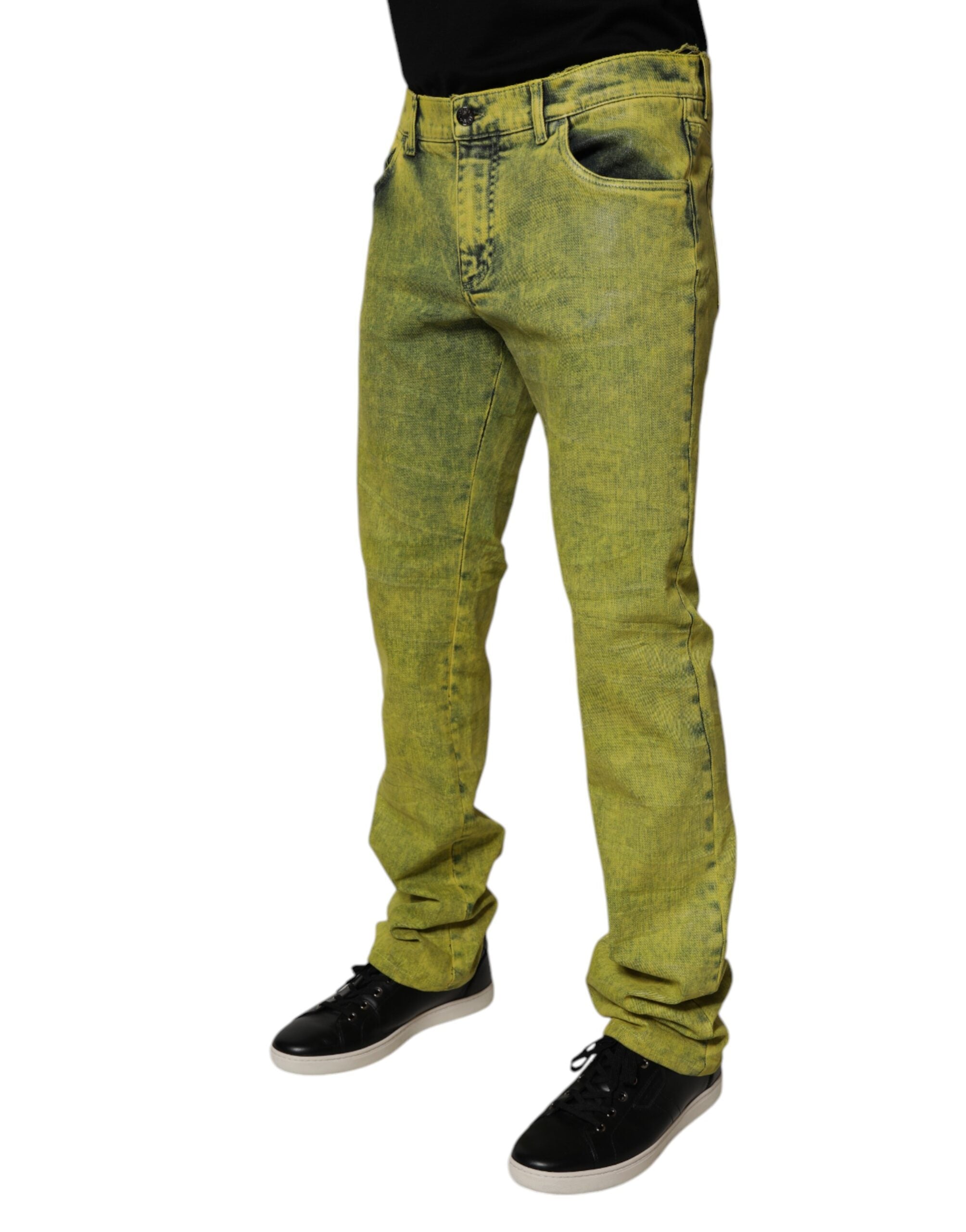 Dolce & Gabbana Yellow Cotton Stretch Skinny Men Denim Jeans -   -  Dolce & Gabbana.