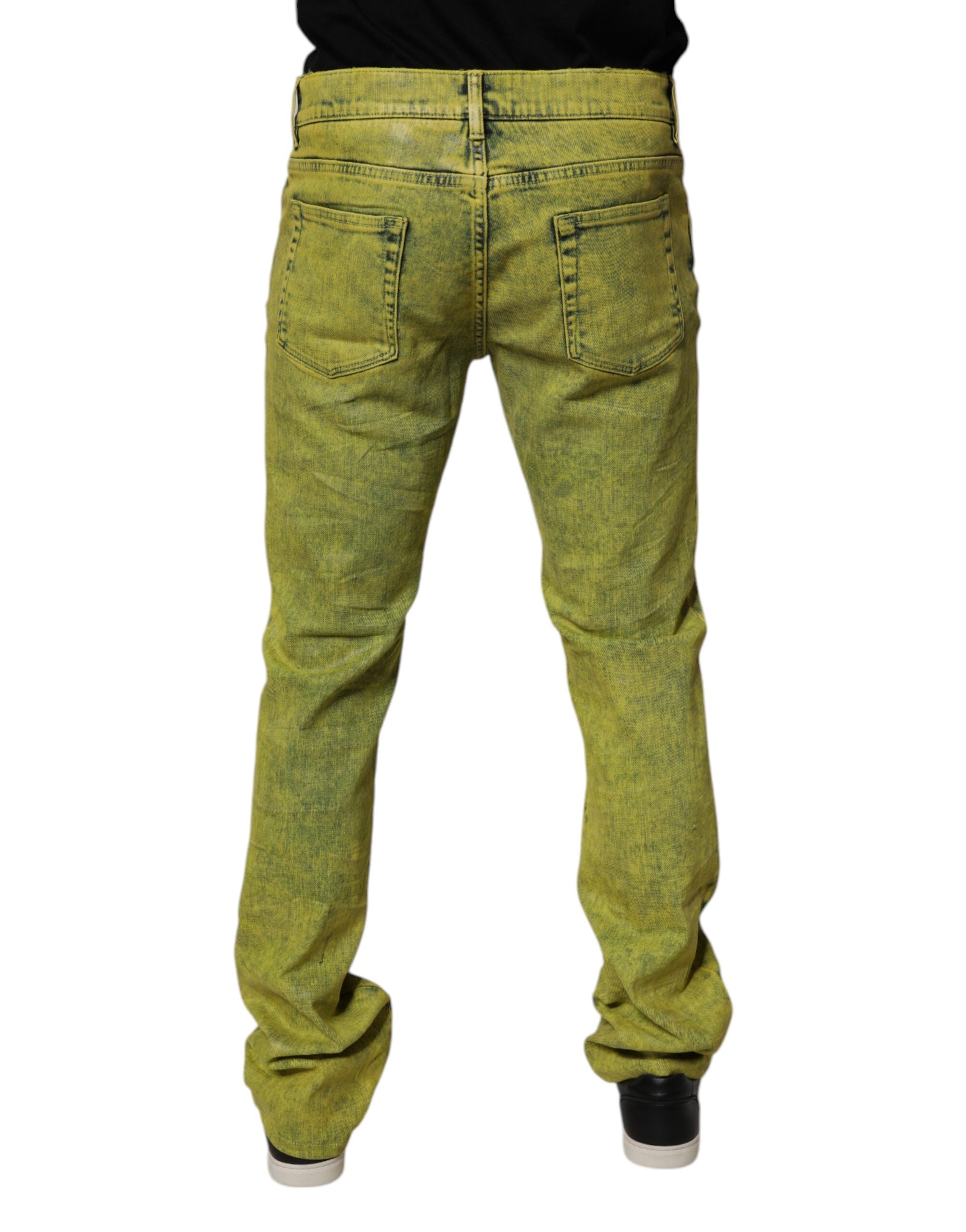 Dolce & Gabbana Yellow Cotton Stretch Skinny Men Denim Jeans -   -  Dolce & Gabbana.
