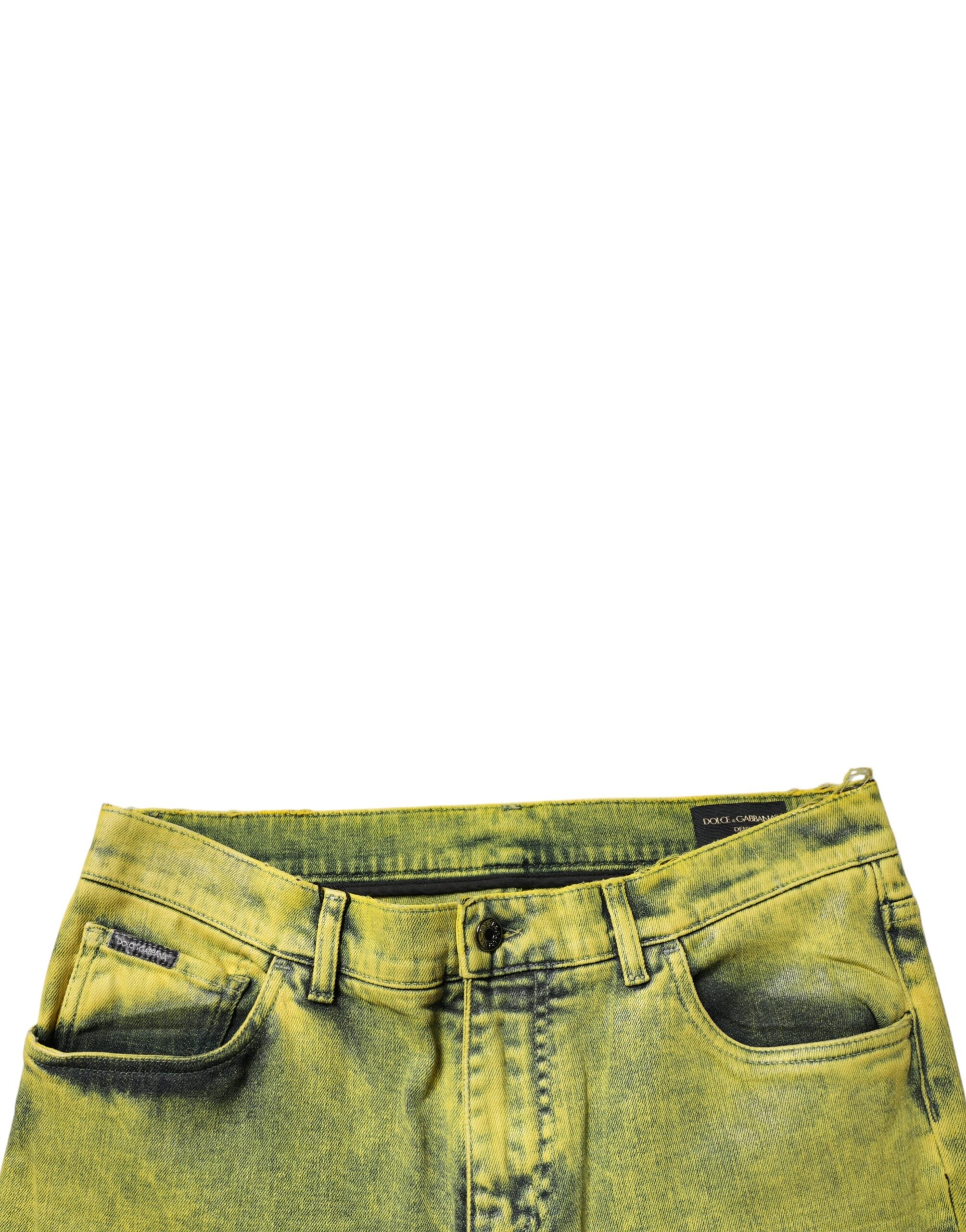Dolce & Gabbana Yellow Cotton Stretch Skinny Men Denim Jeans -   -  Dolce & Gabbana.