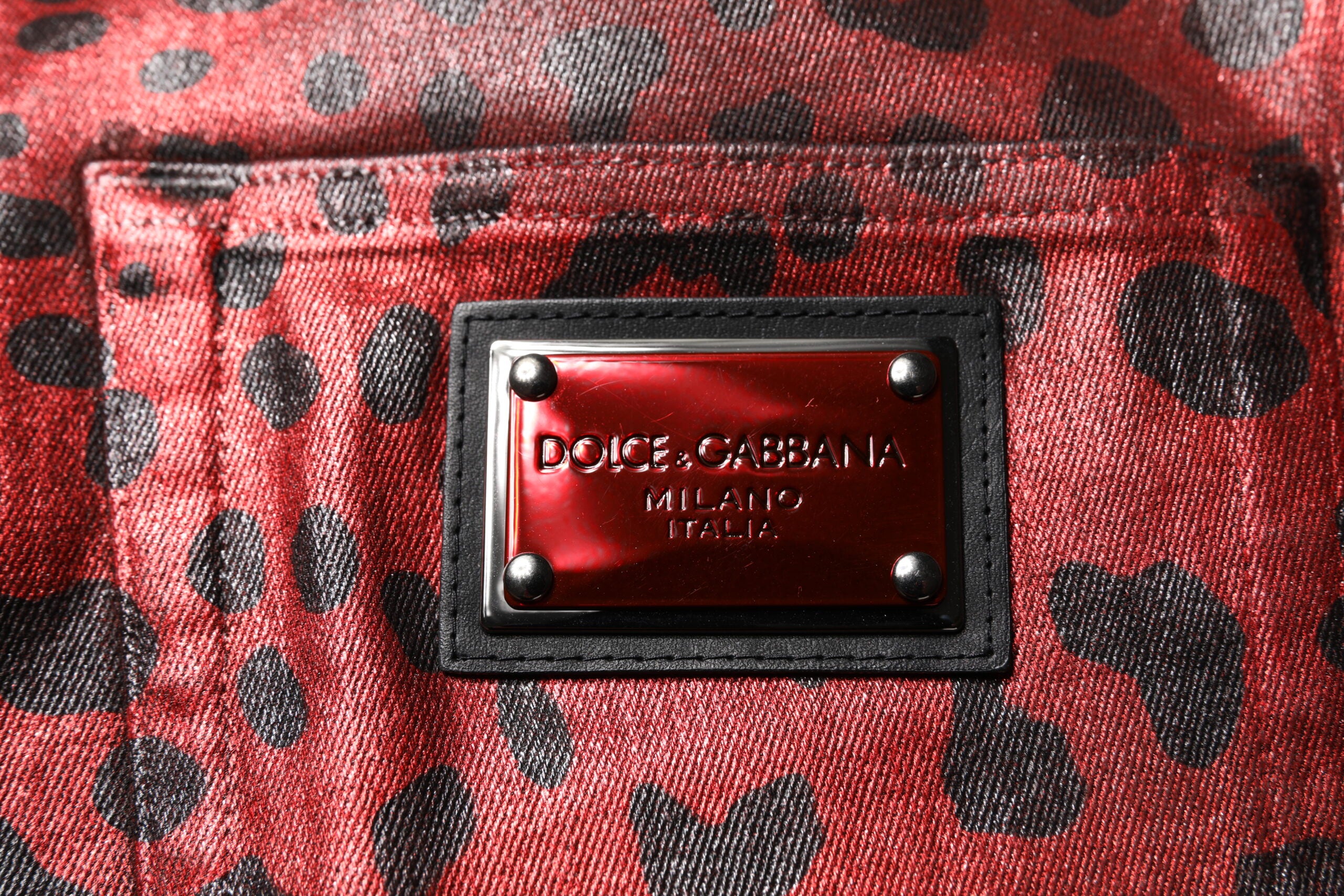 Dolce & Gabbana Red Leopard Cotton Straight Men Denim Jeans -   -  Dolce & Gabbana.