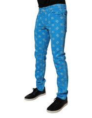 Dolce & Gabbana Blue Logo Monogram Cotton Skinny Denim Jeans -   -  Dolce & Gabbana.