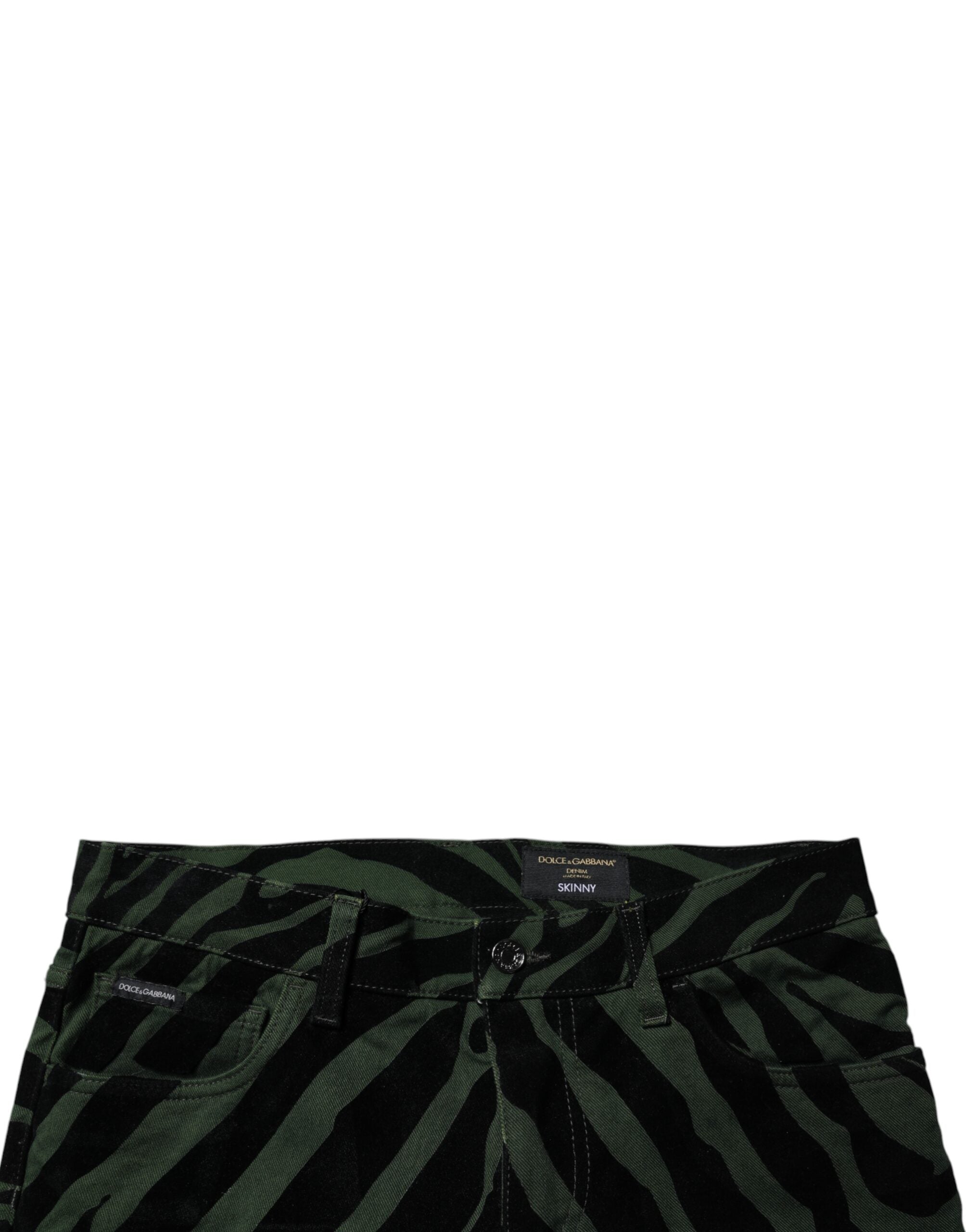 Dolce & Gabbana Black Green Stripes Cotton Skinny Denim Jeans -   -  Dolce & Gabbana.