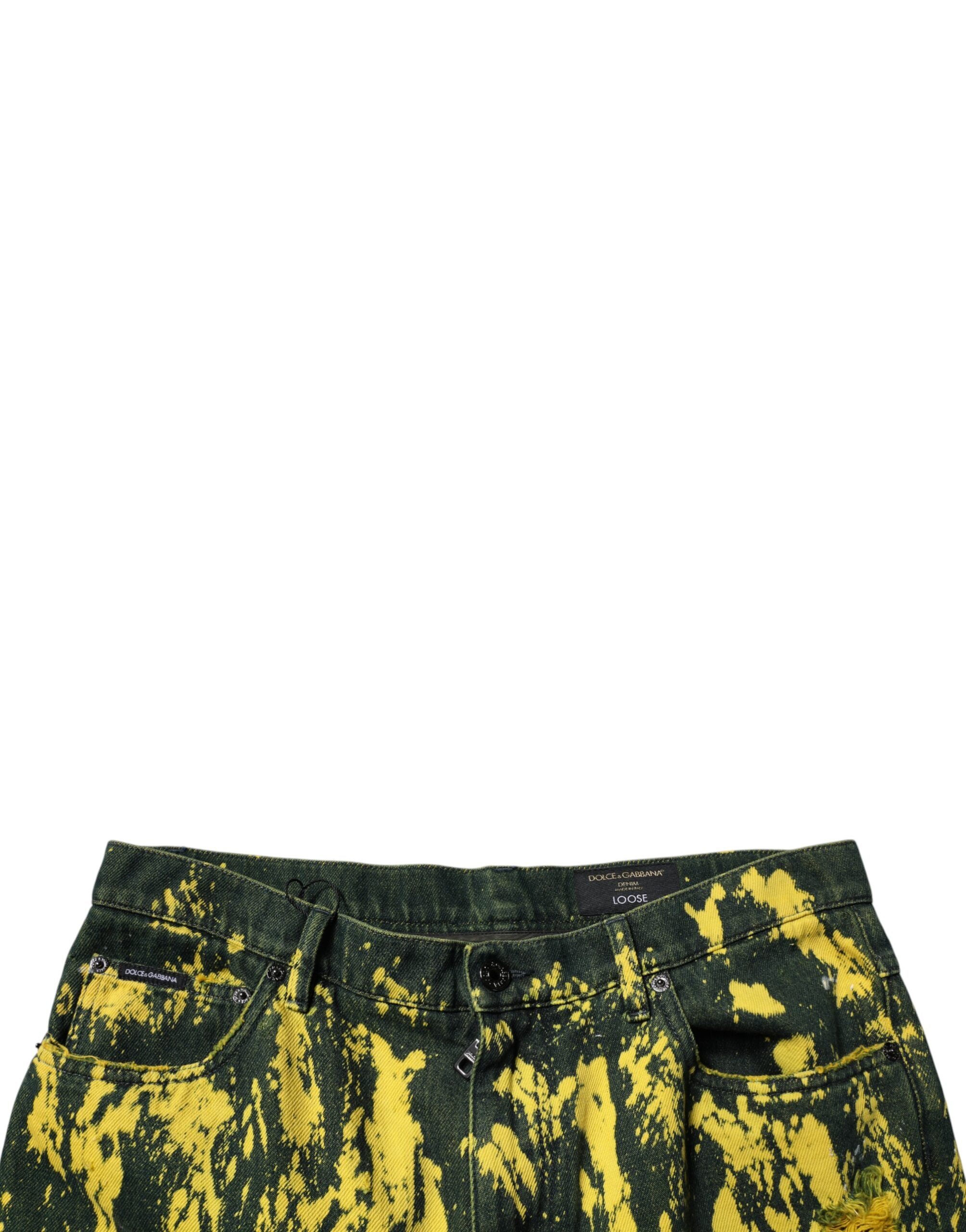 Dolce & Gabbana Black Yellow Tie Dye Tattered Skinny Men Denim Jeans -   -  Dolce & Gabbana.