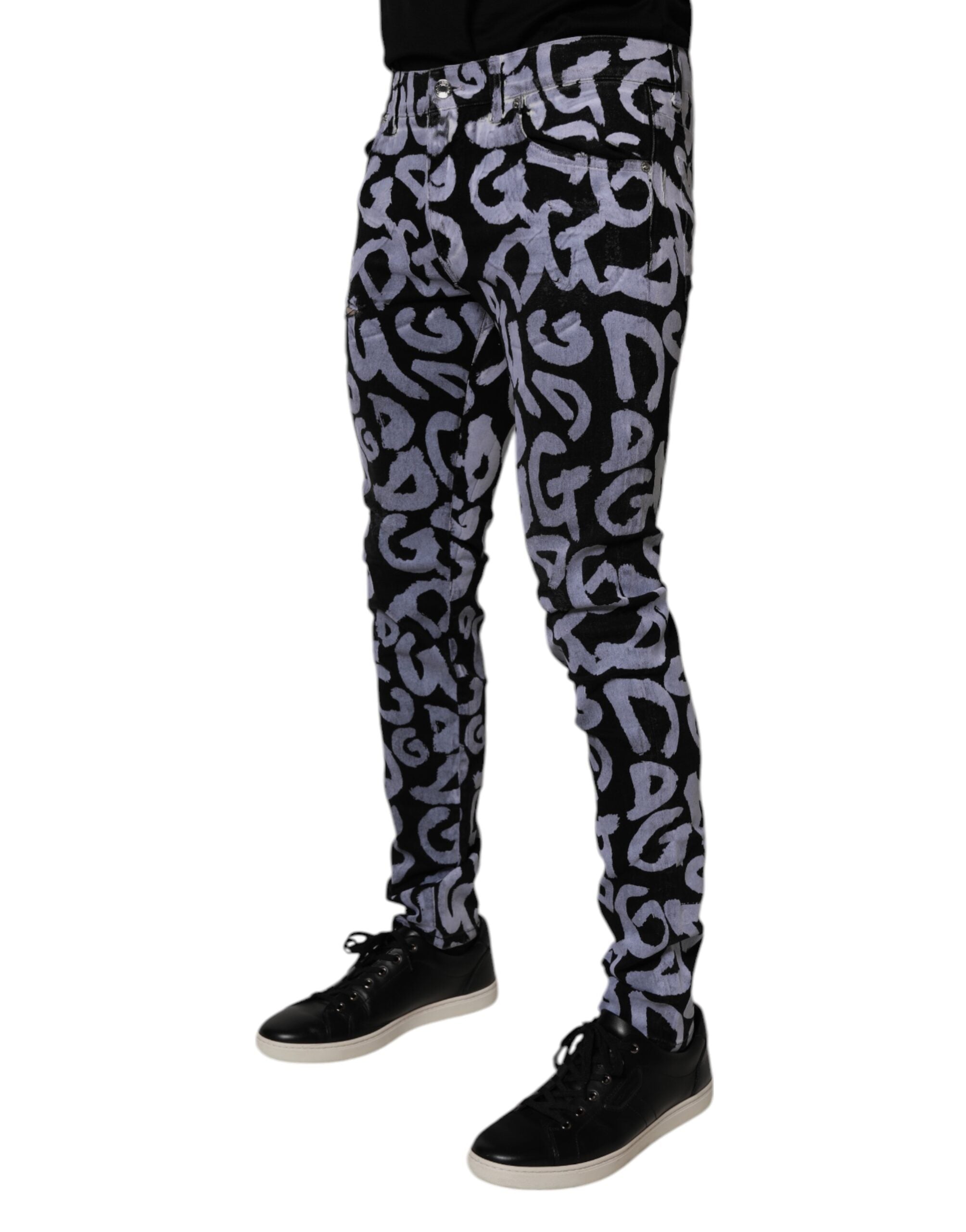 Dolce & Gabbana Black Logo Monogram Cotton Skinny Denim Jeans -   -  Dolce & Gabbana.