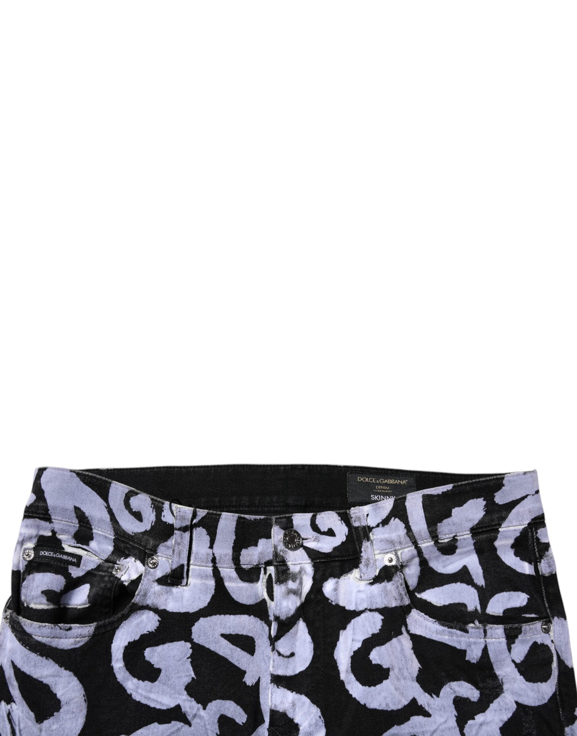 Dolce & Gabbana Black Logo Monogram Cotton Skinny Denim Jeans -   -  Dolce & Gabbana.