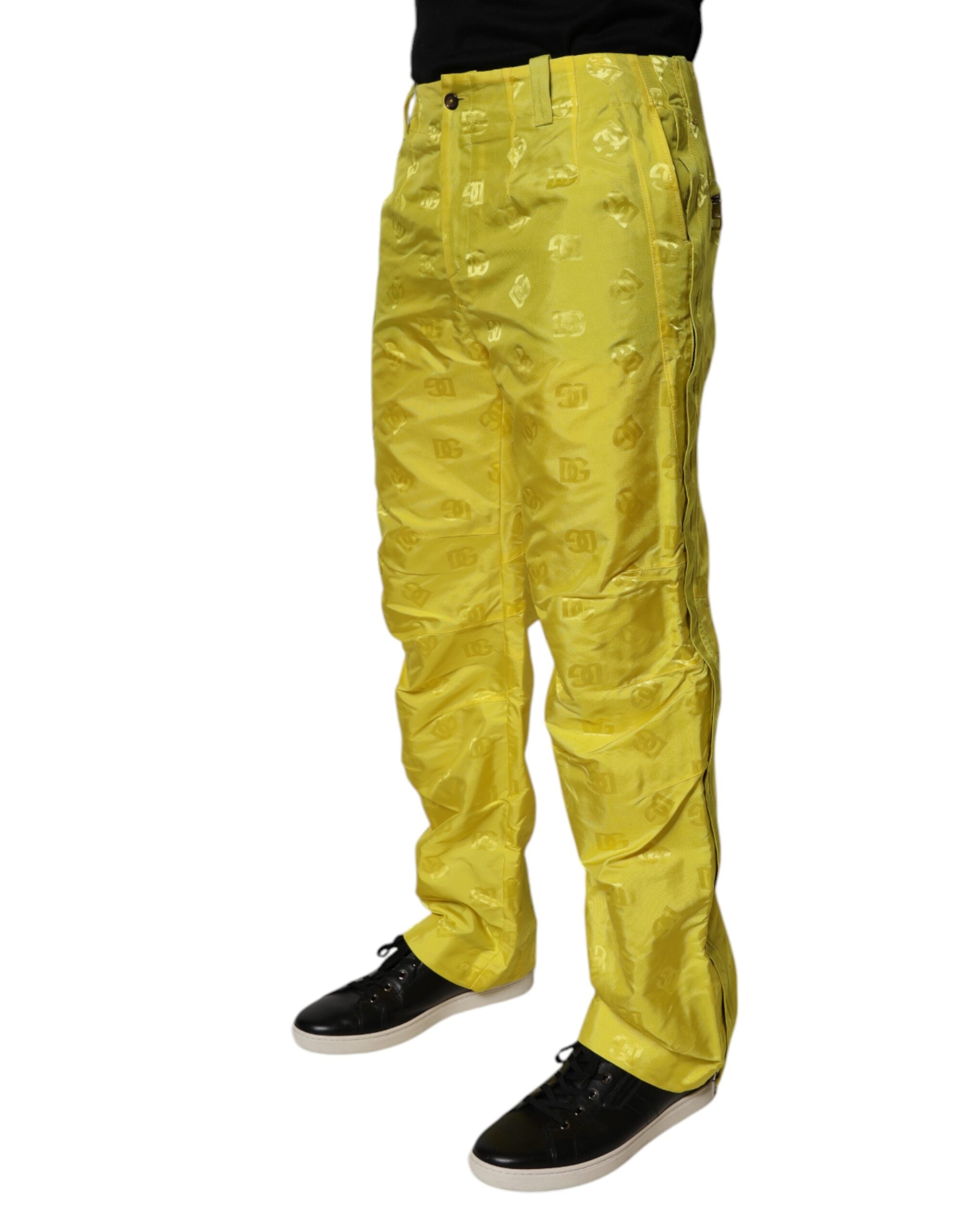 Dolce & Gabbana Yellow DG Monogram Polyester Straight Pants -   -  Dolce & Gabbana.
