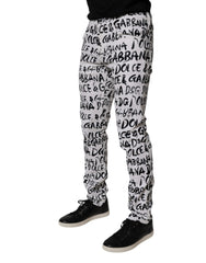 Dolce & Gabbana White Cotton Logo Print Skinny Denim Jeans -   -  Dolce & Gabbana.