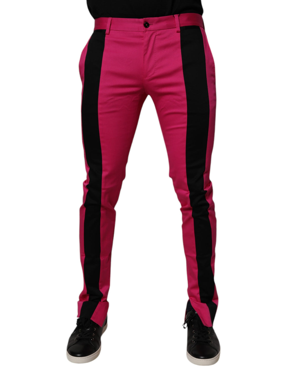 Dolce & Gabbana Pink Black Stripe Slim Fit Men Dress Pants -   -  Dolce & Gabbana.