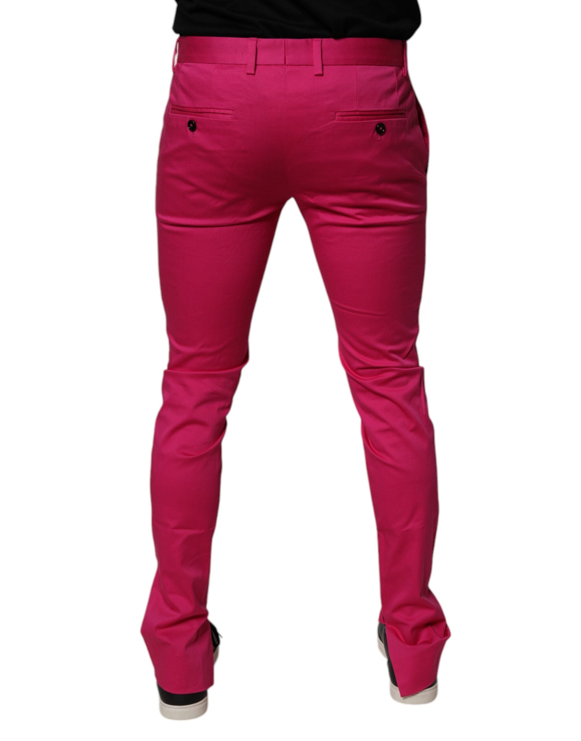 Dolce & Gabbana Pink Black Stripe Slim Fit Men Dress Pants -   -  Dolce & Gabbana.