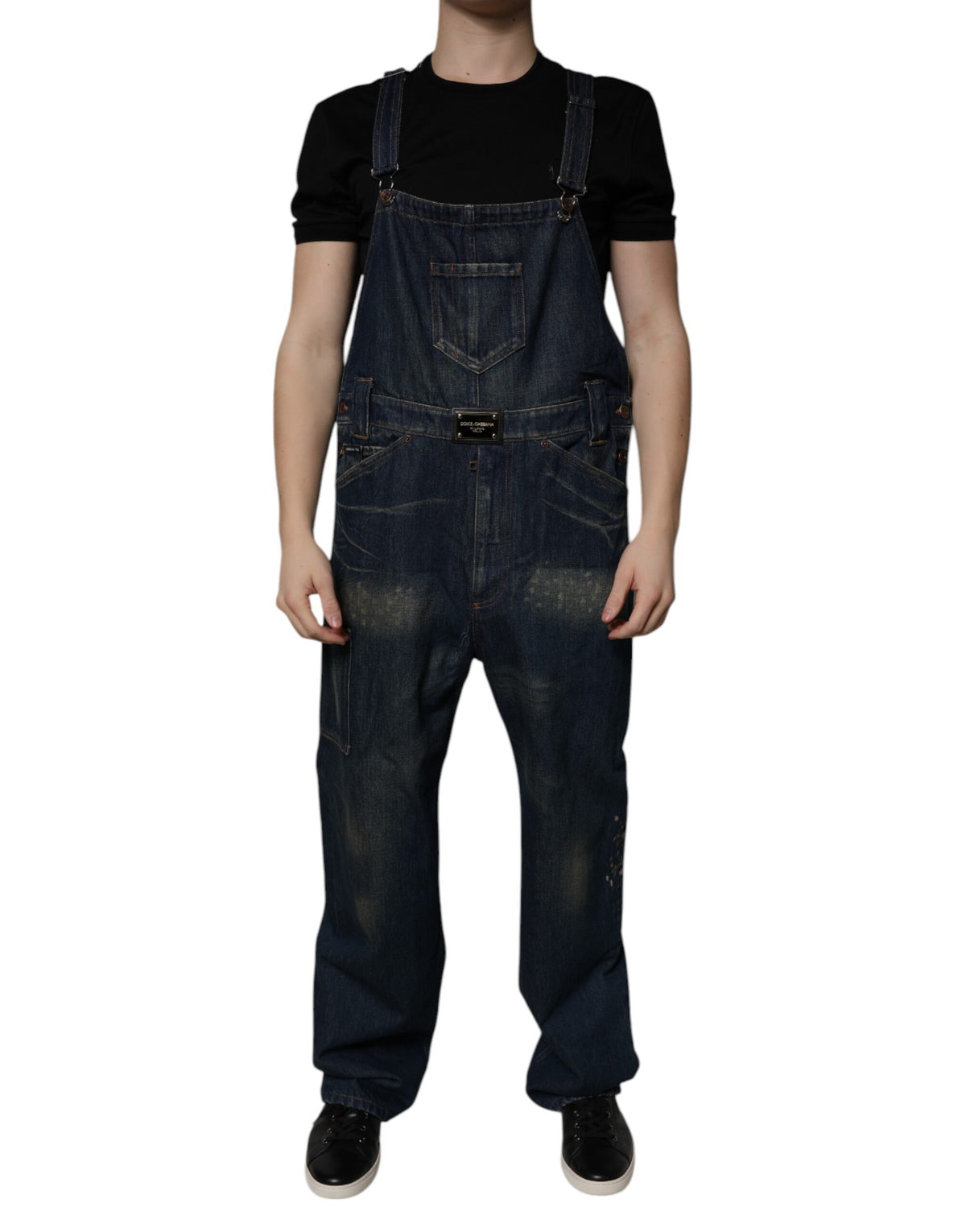 Dolce & Gabbana Dark Blue Cotton Men Jumpsuit Denim Jeans -   -  Dolce & Gabbana.