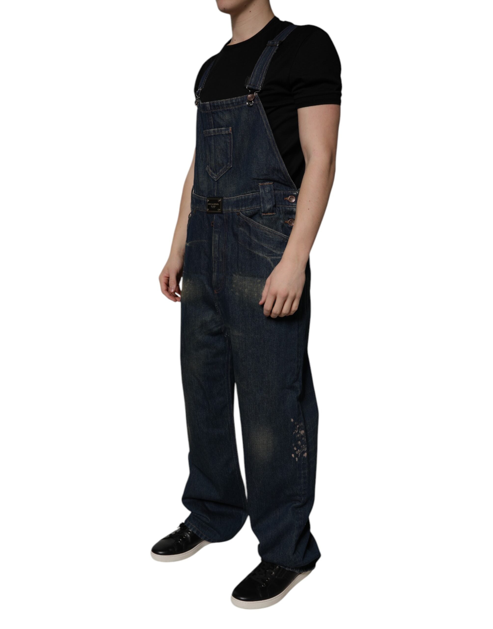 Dolce & Gabbana Dark Blue Cotton Men Jumpsuit Denim Jeans -   -  Dolce & Gabbana.