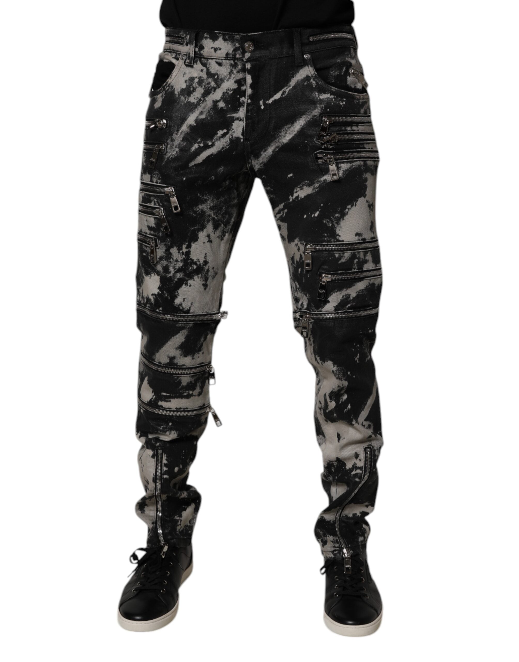 Dolce & Gabbana Black Tie Dye Cotton Skinny Zip Denim Jeans -   -  Dolce & Gabbana.