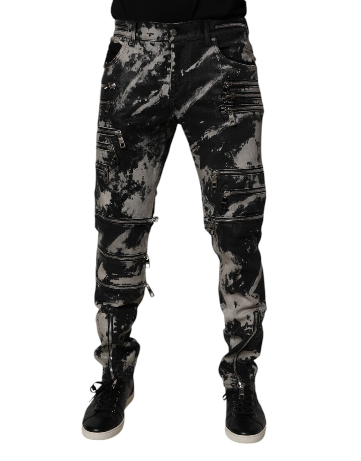 Dolce & Gabbana Black Tie Dye Cotton Skinny Zip Denim Jeans -   -  Dolce & Gabbana.