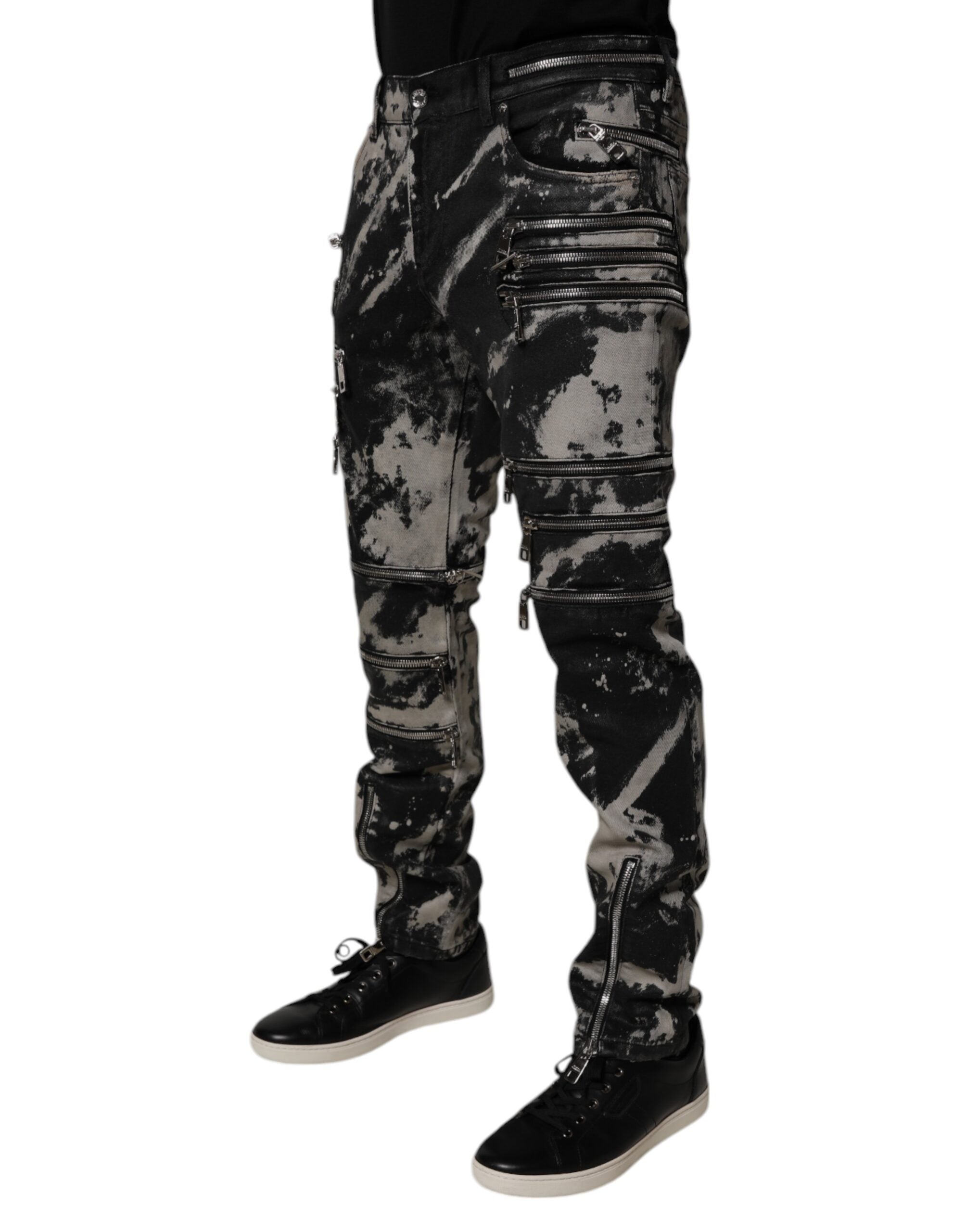 Dolce & Gabbana Black Tie Dye Cotton Skinny Zip Denim Jeans -   -  Dolce & Gabbana.
