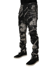 Dolce & Gabbana Black Tie Dye Cotton Skinny Zip Denim Jeans -   -  Dolce & Gabbana.