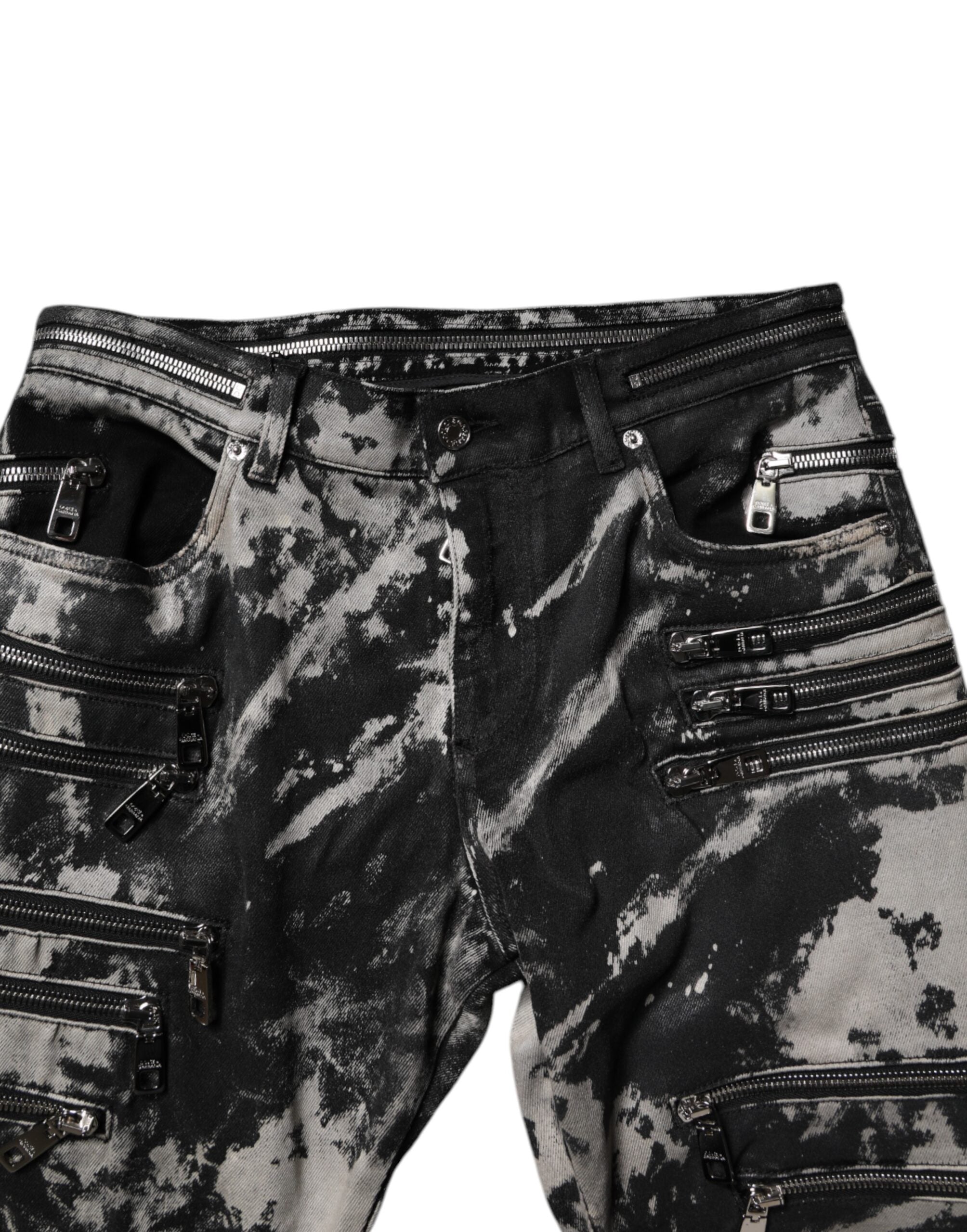 Dolce & Gabbana Black Tie Dye Cotton Skinny Zip Denim Jeans -   -  Dolce & Gabbana.