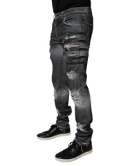 Dolce & Gabbana Dark Gray Tattered Cotton Skinny Denim Jeans -   -  Dolce & Gabbana.